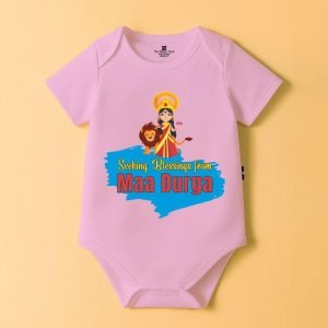 The Peppy Tend 100% Cotton Knit Half Sleeves Seeking Blessings from Maa Durga Printed Half Onesie