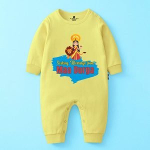 The Peppy Tend 100% Cotton Knit Full Sleeves Seeking Blessings from Maa Durga Printed Full Romper