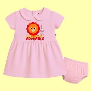 The Peppy Tend 100% Cotton Knit Half Sleeves I am So Adorable Printed Frock with Bloomers
