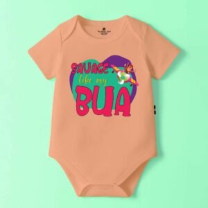 The Peppy Tend 100% Cotton Knit Half Sleeves Savage Like My Bua Printed Half Onesie