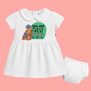 The Peppy Tend 100% Cotton Knit Half Sleeves You Are Best Dad Printed Frock with Bloomers