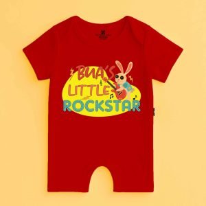 The Peppy Tend 100% Cotton Knit Half Sleeves Bua's Little Rockstar Printed Half Romper