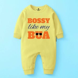 The Peppy Tend 100% Cotton Knit Full Sleeves Bossy Like My Bua Printed Full Romper
