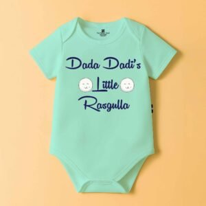 The Peppy Tend 100% Cotton Knit Half Sleeves Dada Dadi's Little Rasgulla Printed Half Onesie