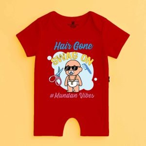 The Peppy Tend 100% Cotton Knit Half Sleeves Hair Gone Swag On #Mundan Vibes Printed Half Romper