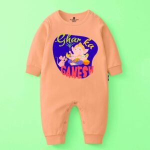 The Peppy Tend 100% Cotton Knit Full Sleeves Ghar Ka Ganesh Printed Full Romper
