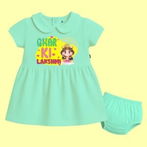 The Peppy Tend 100% Cotton Knit Half Sleeves Ghar Ki Lakshmi Printed Frock with Bloomers