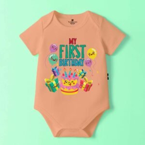 The Peppy Tend 100% Cotton Knit Half Sleeves My First Birthday Printed Half Onesie
