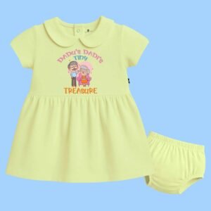 The Peppy Tend 100% Cotton Knit Half Sleeves Dadu Dadi's Tiny Treasure Printed Frock with Bloomers