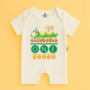 The Peppy Tend 100% Cotton Knit Half Sleeves Wonderful 1 Month Printed Half Romper