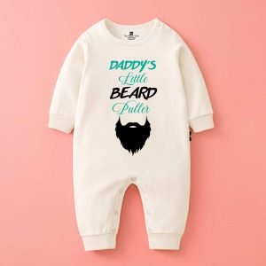 The Peppy Tend 100% Cotton Knit Full Sleeves Daddy's Little Beard Puller Printed Full Romper