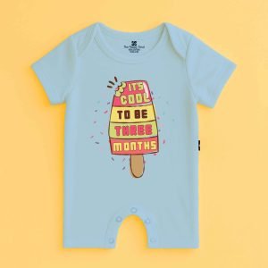 The Peppy Tend 100% Cotton Knit Half Sleeves It's Cool To Be 3 Months Printed Half Romper