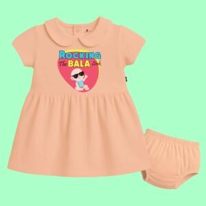 The Peppy Tend 100% Cotton Knit Half Sleeves Rocking The Bala Look Printed Frock with Bloomers