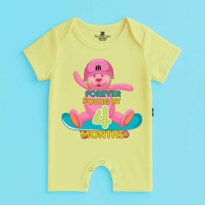 The Peppy Tend 100% Cotton Knit Half Sleeves Forever Young at 4 Months Printed Half Romper