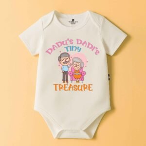 The Peppy Tend 100% Cotton Knit Half Sleeves Dadu Dadi's Tiny Treasure Printed Half Onesie