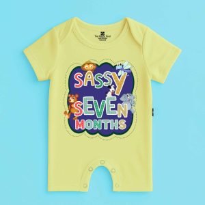 The Peppy Tend 100% Cotton Knit Half Sleeves Sassy 7 Months Printed Half Romper