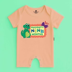 The Peppy Tend 100% Cotton Knit Half Sleeves Naughty 9 Months Printed Half Romper
