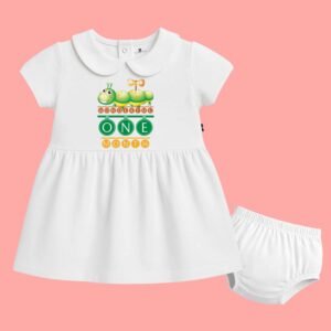 The Peppy Tend 100% Cotton Knit Half Sleeves Wonderful 1 Month Printed Frock with Bloomers