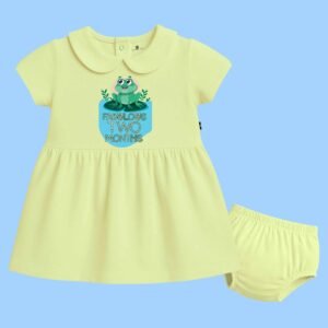 The Peppy Tend 100% Cotton Knit Half Sleeves Fabulous 2 Months Printed Frock with Bloomers