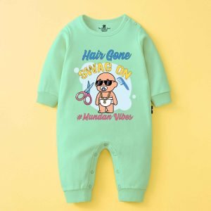 The Peppy Tend 100% Cotton Knit Full Sleeves Hair Gone Swag On #Mundan Vibes Printed Full Romper