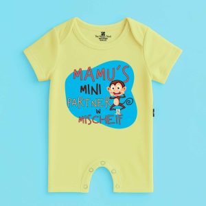 The Peppy Tend 100% Cotton Knit Half Sleeves Mamu's Mini Partner in Mischeif Printed Half Romper