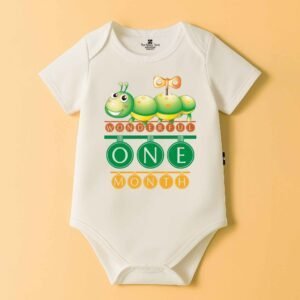 The Peppy Tend 100% Cotton Knit Half Sleeves Wonderful 1 Month Printed Half Onesie