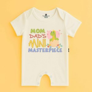 The Peppy Tend 100% Cotton Knit Half Sleeves Mom's Dad Mini Masterpiece Printed Half Romper