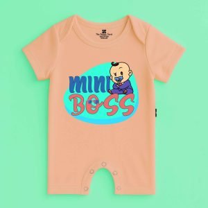 The Peppy Tend 100% Cotton Knit Half Sleeves Mini Boss Printed Half Romper