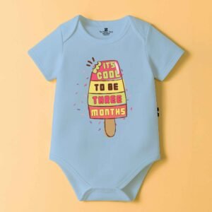 The Peppy Tend 100% Cotton Knit Half Sleeves It's Cool To Be 3 Months Printed Half Onesie