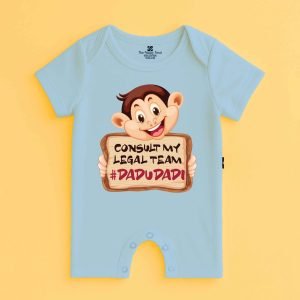The Peppy Tend 100% Cotton Knit Half Sleeves Consult My Legal Team #DaduDadi Printed Half Romper