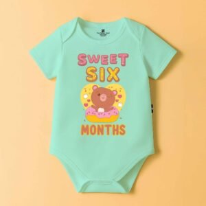 The Peppy Tend 100% Cotton Knit Half Sleeves Sweet 6 Months Printed Half Onesie