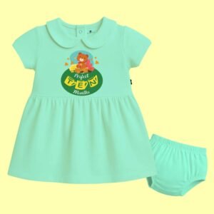 The Peppy Tend 100% Cotton Knit Half Sleeves Perfect 10 Months Printed Frock with Bloomers