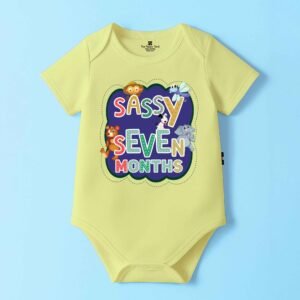 The Peppy Tend 100% Cotton Knit Half Sleeves Sassy 7 Months Printed Half Onesie