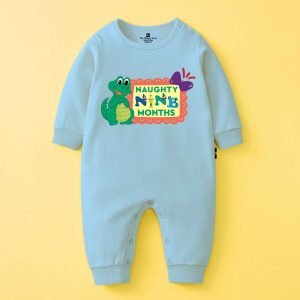 The Peppy Tend 100% Cotton Knit Full Sleeves Naughty 9 Months Printed Full Romper