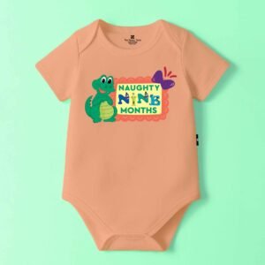 The Peppy Tend 100% Cotton Knit Half Sleeves Naughty 9 Months Printed Half Onesie