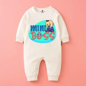 The Peppy Tend 100% Cotton Knit Full Sleeves Mini Boss Printed Full Romper