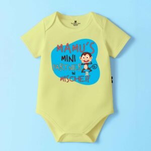 The Peppy Tend 100% Cotton Knit Half Sleeves Mamu's Mini Partner in Mischeif Printed Half Onesie