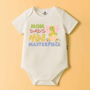 The Peppy Tend 100% Cotton Knit Half Sleeves Mom's Dad Mini Masterpiece Printed Half Onesie