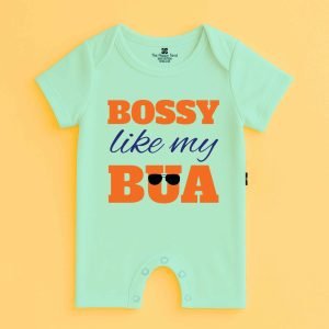 The Peppy Tend 100% Cotton Knit Half Sleeves Bossy Like My Bua Printed Half Romper