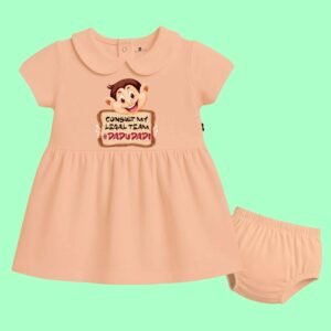 The Peppy Tend 100% Cotton Knit Half Sleeves Consult My Legal Team #DaduDadi Printed Frock with Bloomers