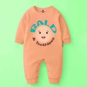 The Peppy Tend 100% Cotton Knit Full Sleeves Bald & Toothless Printed Full Romper