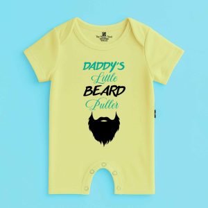 The Peppy Tend 100% Cotton Knit Half Sleeves Daddy's Little Beard Puller Printed Half Romper