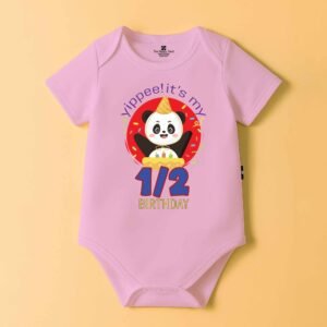The Peppy Tend 100% Cotton Knit Half Sleeves Yippie It's My 1/2 Birthday Printed Half Onesie