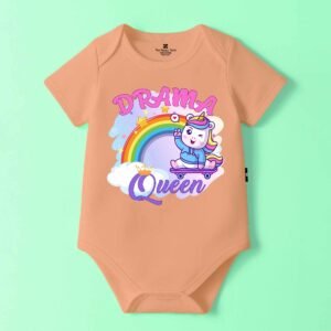 The Peppy Tend 100% Cotton Knit Half Sleeves Drama Queen Printed Half Onesie