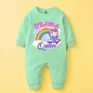 The Peppy Tend 100% Cotton Knit Full Sleeves Drama Queen Printed Full Romper