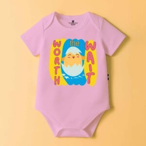 The Peppy Tend 100% Cotton Knit Half Sleeves Worth The Wait Printed Half Onesie