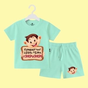 The Peppy Tend 100% Cotton Knit Half Sleeves Consult My Legal Team #DaduDadi Printed T-Shirt Shorts Set