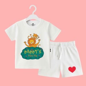 The Peppy Tend 100% Cotton Knit Half Sleeves Daddy's Mini Me Printed T-Shirt Shorts Set