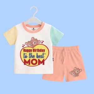 The Peppy Tend 100% Cotton Knit Half Sleeves Happy Birthday To The Best Mom Printed T-Shirt Shorts Set