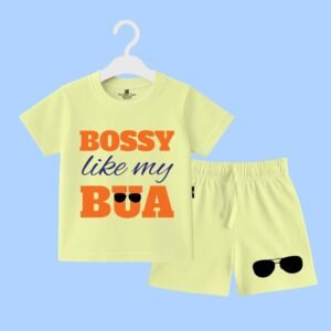 The Peppy Tend 100% Cotton Knit Half Sleeves Bossy Like My Bua Printed T-Shirt Shorts Set